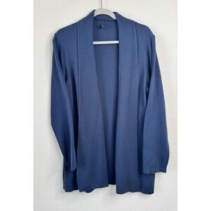 Defacto Cashmere Open Front Cardigan Sz XXL Navy Blue Minimalist Soft Cozy